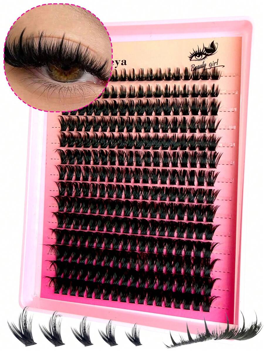 252 Clusters Cartoon Style Clump False Eyelashes, Natural Ethereal "Fairy" Style, 12-20mm Length, Fluffy And Realistic Without Plastic Feel, D Curl, Suitable For Anime Cosplay And Daily Makeup