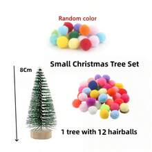 12/26PCS DIY Mini Christmas Tree Set, Includes Small Cedar Trees And Colorful Pom Poms, Random Colors, Party Decoration. Handmade Christmas Gift, Creative Desktop Ornament, Atmospheric Christmas Decor, Ideal Gift, Party Holiday Craft, DIY Party Decoration Kit - Multicolor - View 11