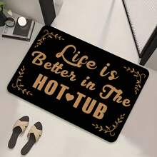 1pc Flannel Bathroom Runner, Hot Tub Door Mat For Better Living, Gold Leaf Vine Border Print, Novel Spa Quote Floor Mat, Absorbent Non-Slip Rubber Backing, Machine Washable Rectangular Area Rug, Bathroom Runner, Hot Tub Patio Rug, Hallway Runner, RV Camping Floor Mat, Housewarming Gift For Spa Lovers - Multicolor - View 1
