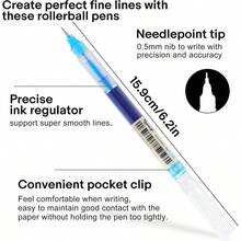 24-Color Ink Roller Ball Pen Set, Equipped With 0.5mm Ultra-Fine Tip, Smooth Writing, Smudge-Resistant. Vibrant Colors Make It An Ideal Choice For Journaling, Painting, Sketching, Classroom Notes And Artistic Creation. - Multiple Styles - View 9