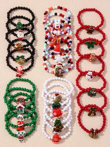 30Pcs Children Christmas Beaded Bracelet Box, Random Color, Kids Party Favors & Christmas Gifts - Multicolor - View 6