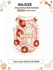 1pc Customized Donut Pet Vest, Upload Dog Photo + Custom Name, Breathable Sleeveless Dog Clothes, Lightweight All-Season Wear, Suitable For Small, Medium Puppies, Cats And Dogs Daily Outdoor Wear - Multicolor - View 9