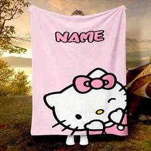 SANRIO 1pc Cartoon Pattern Customized Blanket, Customizable Personalized Name, Printed With Cartoon Pattern, Cute And Warm Style - Soft And Comfortable, Machine Washable, Suitable For Sofa, Living Room, Office, Chair - Perfect Gift For Family And Friends - Multicolor - View 16