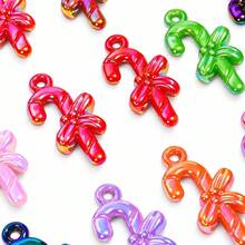 10/30PCS Manik-manik Permen Tongkat AB Berkilau 16x33mm Liontin Pita Natal untuk Pembuatan Perhiasan DIY, Gantungan Kunci & Dekorasi Pohon Natal - warna campuran - View 5
