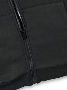 Men's Autumn/Winter Striped Hooded Zip-Up Sweatshirt And Jogger Pants 2 Pieces Set For Outdoor Workout, Fitness, Jogging - Black - View 8