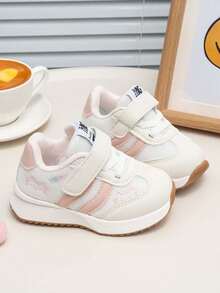Toddler Colorblock Hook And Loop Soft Sole Anti-Slip Retro Casual Sports Shoes - Pink - View 2