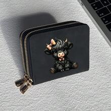 Highland Cow Print Card Holder, Lightweight Fashion Women's Wallet, Suitable For Daily Use, Dual Zipper Mini Wallet/Coin Purse/Card Holder - Multicolor - View 18