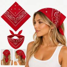 Bandana Lenço Estampado Em Poliéster Várias Cores 1 Unidade - Vermelho - Visão 3