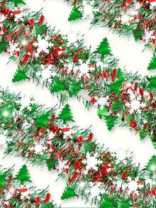 1pc Christmas Metallic Brushed Wreath, Christmas Tree Hanging Ornament, Holiday Party Fireplace Mantel Railing Decoration - A - View 10