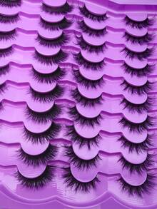 20 Pairs Of Cross Shaped 13mm Synthetic False Eyelashes, Silky And Slim, Handmade Faux Mink Eyelashes That Exude Charm In The Blink Of An Eye. Reusable False Eyelashes. - Multicolor - View 3