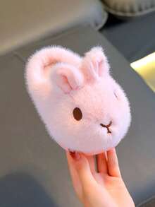 1 Pair Girls' Slippers, Autumn/Winter Indoor Home Warm Cute Cartoon Rabbit Plush Children's Slippers - Pink - View 5