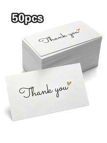 50pcs White Thank You Cards With Heartfelt Gratitude, Simple Script Thank You Note Cards, Small Business Package Insert Appreciation Greeting Cards For Online Retailers - Heart Thank You Card - View 6
