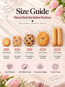 Transparent Multi-Size Self-Sealing Plastic Baking Bags, Reusable Plastic Bags Suitable For Cookies, Candies, Baked Goods, Party Favors Packaging - Multicolor - View 6