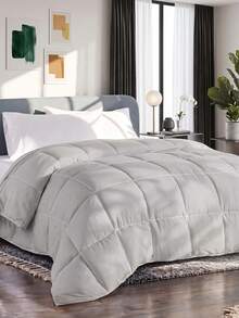 1pc Quilted Down Comforter, Ultra Soft Skin-Friendly, Grey Core, All-Season Use, Lightweight & Breathable, Down Alternative Bedding, Luxury Hotel Series Bedding, Student Dorm Essential, Room Decor, Winter Decoration - Grey - View 2
