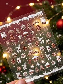 1pc Autumn Winter Christmas New Brown & White Christmas Snowman Face Sticker, Suitable For Christmas Autumn Winter Concert New Year Face Decoration Decal, Y2K Face Sticker DIY Special Decal Sticker - Multicolor - View 4