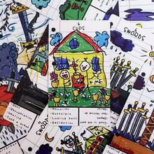 Doodle Tarot Cards, Fun Of Fortune-Telling Card Games, Family Gathering Entertainment Game Cards 78pcs Tarot Deck - Black - View 5