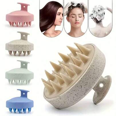 4pcs Manual Head Massager Set (2pcs Soft Massage Combs + 2pcs Storage Hooks), For Scalp Massage - Perfect For Thorough Hair Cleansing, Exfoliation And Scalp Rubbing. Ideal For Use On Wet Or Dry Hair At Home Or In Salon -
