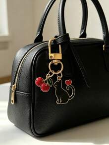 Cute Cat Cherry Keychain Pendant, Exquisite Small Bag Decoration Accessory, USB Drive Anti-Loss Hanging Charm, Bag Zipper Buckle - Multicolor - View 3