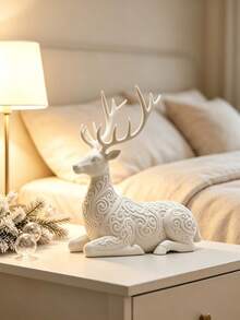 Exquisite Creative Christmas Theme European Style Carved Reindeer Lounge Chair Sculpture Ornament, Suitable For Office Desk, Living Room, Bookshelf, Cabin Holiday Decor. Nordic Style Minimalist Versatile, Suitable For Various Home Decor Scenes And Christmas - Multicolor - View 2