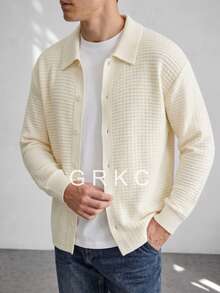 GRKC Men's Casual Loose Minimalist Business Versatile Commuter Knit Cardigan Autumn/Winter - Apricot - View 2