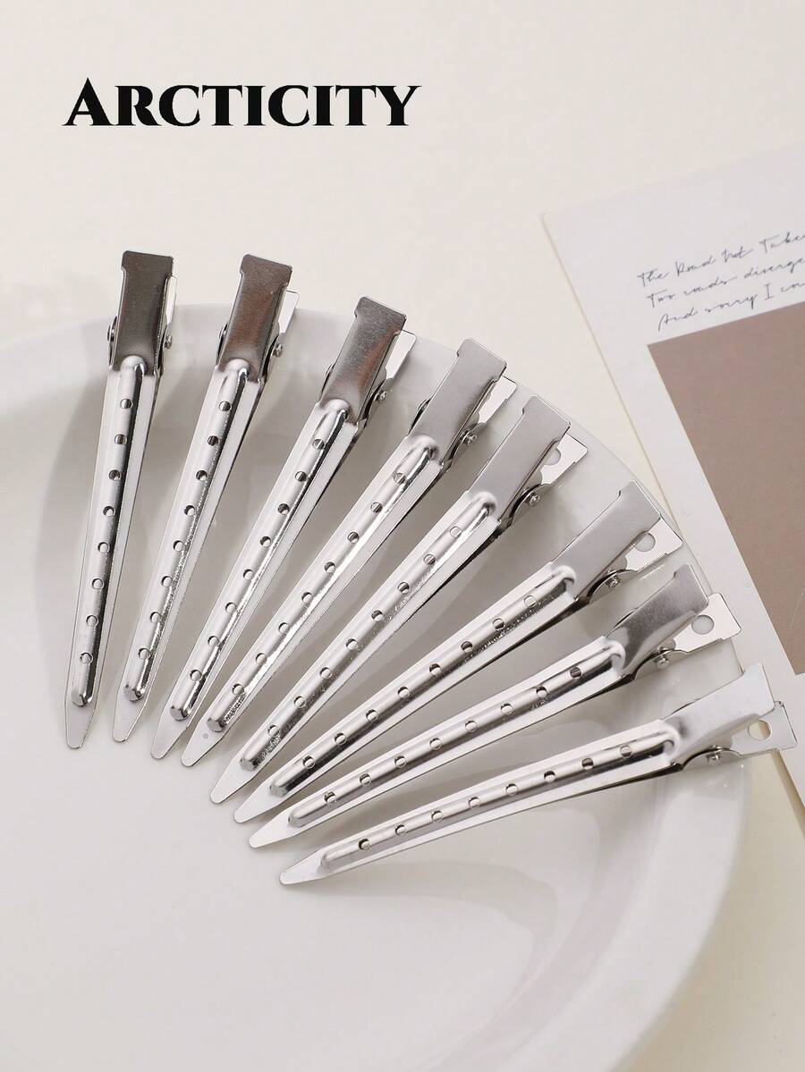 10Pcs Hair Sectioning Clips, Crocodile Alligator Duckbill Clips For Long Thick Curly Hair, Black Metal Salon Styling Clips For Wome