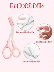 1/5pcs Pink Eyebrow Scissors With Comb, Stainless Steel Material, Suitable For Beginners And Women As Eyebrow Shaping Tool, Used For Shaping And Trimming Eyebrows, Eye Makeup Tool, Gift, Travel Essential, Affordable Quality - Multicolor - View 4