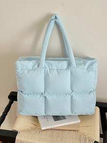 1pc Fashion Solid Color Large Capacity Handbag, Dual Handles Can Easily Hold Daily Essentials, Also Perfect Gift For Friends - Multicolor - View 14