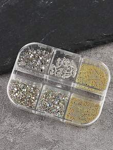 Autumn 1 Box (12 Grids) Asymmetrical Nail Art Rhinestones & Charms – DIY Nail Gems & Supplies - Multicolor - View 8