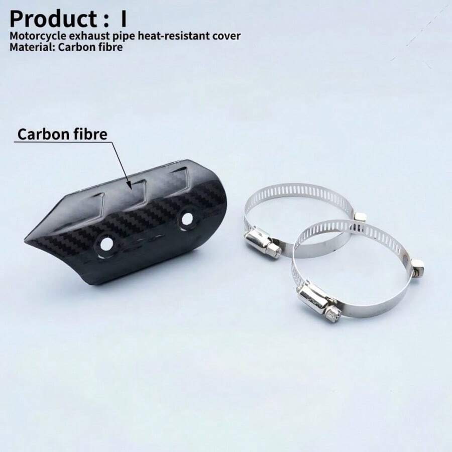 Universal Motorcycle Exhaust Pipe Carbon Fiber Heat-Resistant Insulation Cover, Includes Accessory Kit, Easy Installation, Fits Most Models - Carbon Fiber Twill - View 1