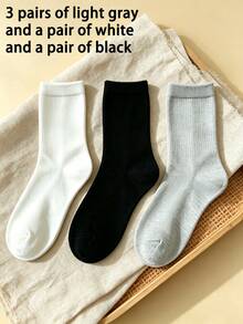 1/3/5/10 Pairs Men's Solid Color Minimalist Mid-Calf Socks, Comfortable Breathable Casual Versatile Interesting Christmas Gift Socks - Multicolor - View 42