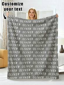 1pc Customized Photo Blanket, Personalized Flannel Blanket With Photo And Text, Office Nap Blanket, Comfortable Blanket, Mother's Day, Father's Day Gift For Parents, Bedding Blanket, Bed Customized Blanket, Customized Text Blanket, Personalized Home Blanket - Multicolor - View 37