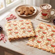 20/40/60pcs Christmas Gingerbread Man Disposable Paper Napkins, 2-Ply Candy Cane Hot Cocoa Mug Pattern Napkins, Christmas Cookie Exchange, Winter Tea Party, Christmas Family Dinner Table Decor, 6.5*6.5 Inches - Multicolor - View 6