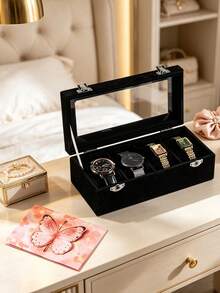 Kotak Jam Tangan 8 Slot/4 Slot, Kotak Jam Tangan Beludru dengan Tutup Kaca, Kotak Penyimpanan Jam Tangan Unisex, Kotak Penyimpanan Jam Tangan yang Dapat Dikunci, Kotak Pajangan Jam Tangan, Hadiah Ideal, Hadiah untuk Wanita - Satu-Ukuran - View 19