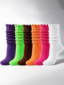 1pair/3/4/6/10pairs Women's Colorful Bubble Socks, Long Tube Warm Socks For Autumn/Winter, Sports Socks - Multicolor - View 2