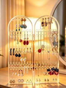 Multifunctional Transparent Acrylic Earring And Lip Ring Display Stand, Universal For Business Stores, Clear Jewelry Organizer Box Storage Rack, Essential For Women's Travel And Dorm, Autumn Decor - Multicolor - View 4