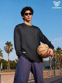 veidoorn New Autumn Long-Sleeve Patterned T-Shirt Top, Simple And Stylish, Unisex, For Training, Running, Ball Sports And Daily Wear - Black - View 2