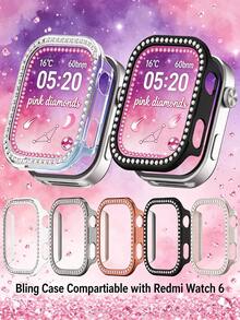 適用於 Redmi Watch6 閃亮鑽石 PC 防撞保護殼 水晶閃耀水鑽保護套 男女通用智慧手錶殼 - Redmi Watch 6 - 查看 1