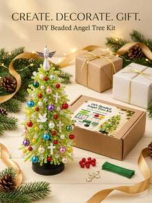 1pc DIY Beaded Christmas Tree Craft Kit+Tools, Colorful Bead And Ornament Components For Handmade Tabletop Holiday DisplayChristmas Decor,Christmas Home Decor,Room Decor, Festive Party Decoration, Seasonal Craft Project, Gift And Winter Home Display - DIY Christmas Tree Kit - View 2