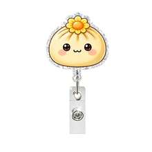 1pc Colorful Cute Bun Acrylic Retractable Rotating Badge Reel ID Holder - Multicolor - View 5