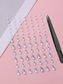 1Set, Aesthetic Stickers, Teardrop Rhinestone Decorative Stickers, Glossy Gem Surface, Self Adhesive, Transparent Base, For Device Surface Decor, For Accessory Embellishment, Ins Style Ornament Stickers - Multi-color Teardrop Stickers - View 13
