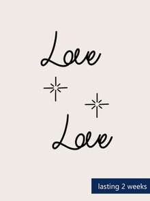 1pc Herbal Juice Semi-Permanent Magic Tattoo Sticker, Minimalist Love & Star Pattern, Long-Lasting 14 Days, Non-Fading, Non-Reflective, Temporary Tattoo For Arm, Shoulder, Neck, Collarbone And Body - Blue - View 10