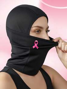 1/2/3/5PCS Breast Cancer Awareness Pink Ribbon Graphic Balaclava Hat, Soft Stretch Full Face Cover Street Fashion Headgear - Multicolor - View 4