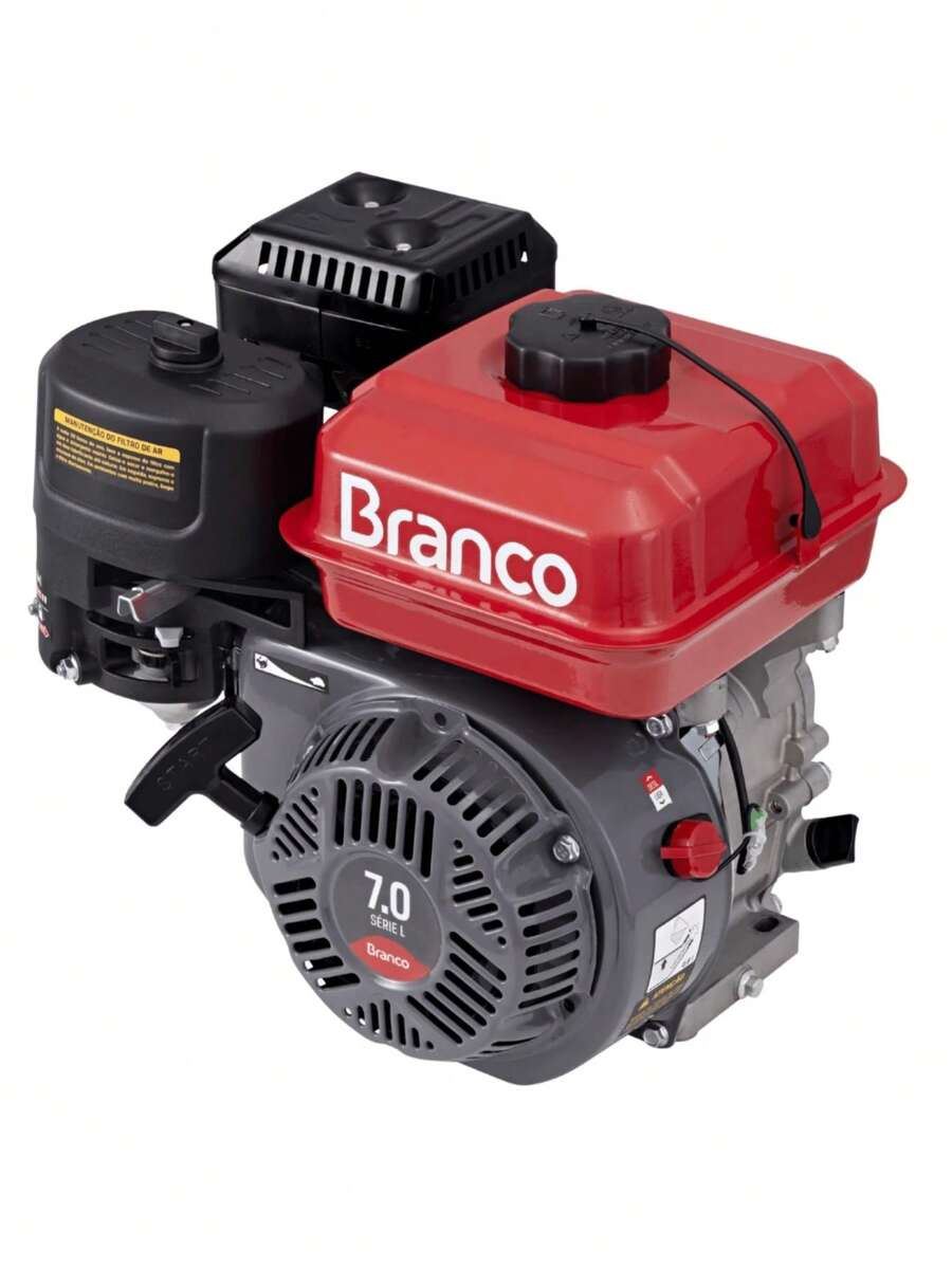 Motor a Gasolina Estacionário Branco B4T-7.0L 7CV 212cc 4 Tempos Eixo 3/4 Chavetado Partida Manual - Vermelho - Visão 1