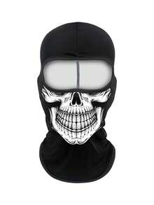 3pcs/2pcs/1pc Balaclava Skull Print Cycling Face Mask Motorcycle Ski Mask Suitable For Halloween Costume Party And Outdoor Sports - Black - View 7