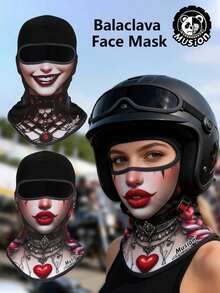 1-2pcs Gothic Women's 3D Printed Warm Face Mask, Windproof Full Face Cover, Breathable Moisture-Wicking Full Face Mask, Suitable For Skiing, Motorcycle, Cosplay, Festivals And More - Multicolor - View 1