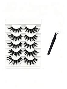 5 Pairs Cartoon Spiky Demon Anime False Eyelashes, Thick Clustered Cartoon Style Strip Lashes, Natural Dramatic Upper & Lower False Eyelashes Suitable For Cosplay Sweet & Cool Eye Makeup - Black - View 4