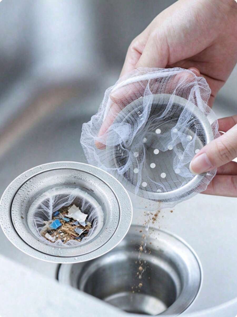 50入廚房水槽濾網，洗臉盆/洗手槽家用一次性排水濾網，防漏口袋式地板排水網，泳池清潔用