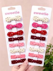 8/16pcs/Set Blue Coffee Vintage Polka Dot Hair Clips, Sweet Hair Accessories - Suitable For Girls And Women Daily Wear - Multicolor - View 16
