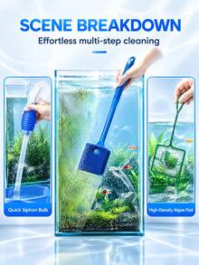 3pcs Aquarium Cleaning Set, Fish Tank Siphon Tube, Double-Sided Aquarium Sponge Brush And Fish Tank Cleaning Tools, Aquarium Water Quality Cleaning And Maintenance Supplies - Multicolor - View 6