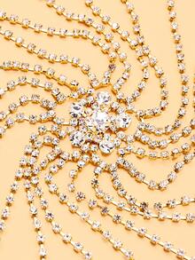 STONEFANS 1pc European And American Heavy-Duty Multi-Layer Rhinestone Tassel Hair Accessory, Vintage Ball Rhinestone Forehead Chain Headpiece, Hair Chain - Multicolor - View 3